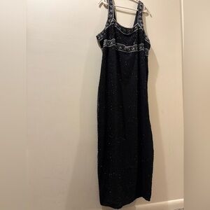 Scala NWT women’s 2X -Elegant Black Sleeveless Dress - silk -beaded - sleeveless